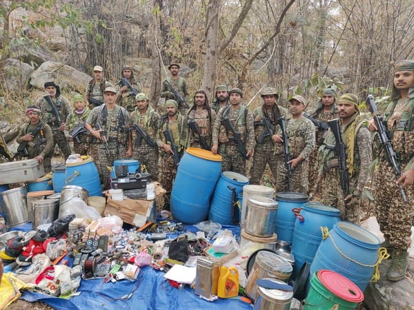 Explosives cache discovered during anti-insurgent operation in Chhattisgarh, India